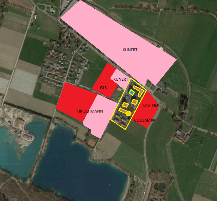 Fabrikgürtel um Siedlung mit 121 Wohnungen