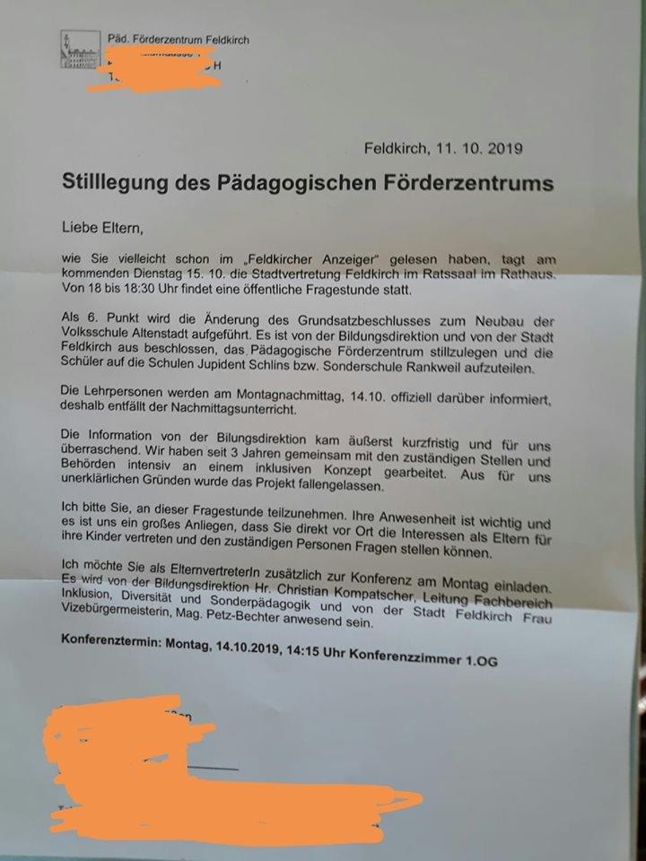 Stilllegung des Pädagogischen Förderzentrums