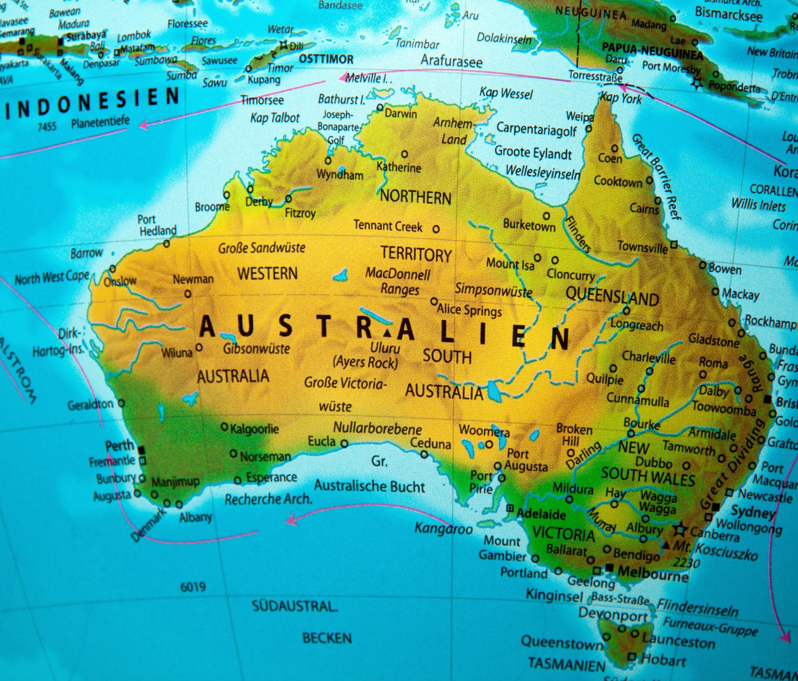 Australien Weltkarte Australien Weltkarte