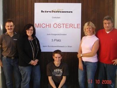 Michael Österle auf Podestplatz;Walter und Monika Österle, Michael Österle und Inka und Arthur Kirchmann.