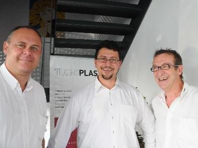 TP-GF Ingo Schobel, Referent Marcus Unger, TECNOPLAST-Gründer Frank Böhler