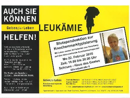 Der Verein "Geben für Leben" ist auf der Suche nach lebensrettenden Knochenmarkspenden. Der Verein "Geben für Leben" ist auf der Suche nach lebensrettenden Knochenmarkspenden.