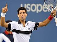 Novak Djokovic nach dem Matchball gegen Federer Novak Djokovic nach dem Matchball gegen Federer
