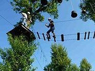 Im Hochseilklettergarten im Gänsehäufel kann man Geschicklichkeit und Mut unter Beweis stellen. Im Hochseilklettergarten im Gänsehäufel kann man Geschicklichkeit und Mut unter Beweis stellen.
