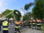 Aufstellen des Maibaumes durch die Feuerwehr Bregenz-Vorkloster