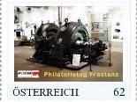 Die Marke mit dem Motiv des Drehstromgenerators von 1922 aus der Vorarlberger Museumswelt  wird sicher ein beliebtes Sammlerobjekt werden.