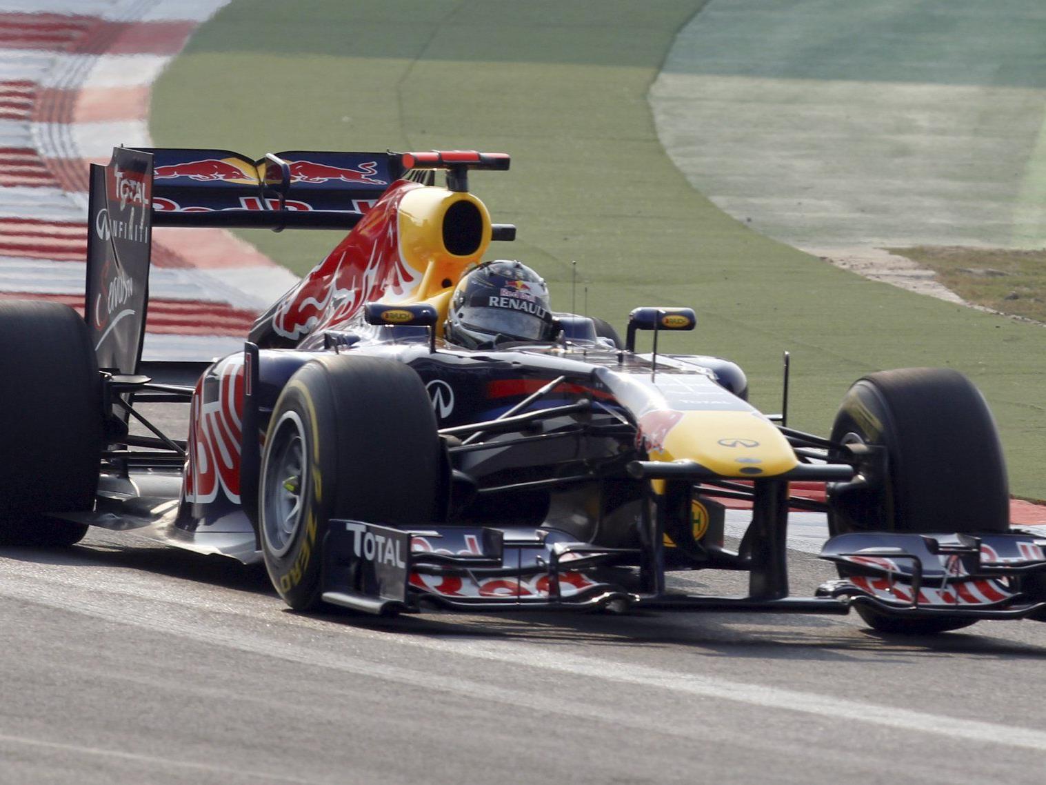 Sebastian Vettel auf demWeg zu seinem Sieg im Grand Prix von Indien.