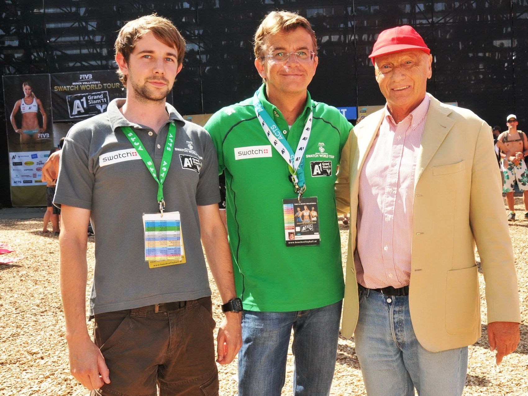 YPDler Christopher Grün mit Hannes Jagerhofer und Niki Lauda