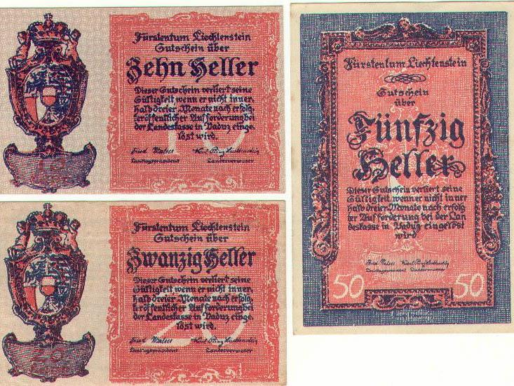 Liechtensteiner Notgeld, die einzigen Banknoten die Liechtenstein drucken ließ