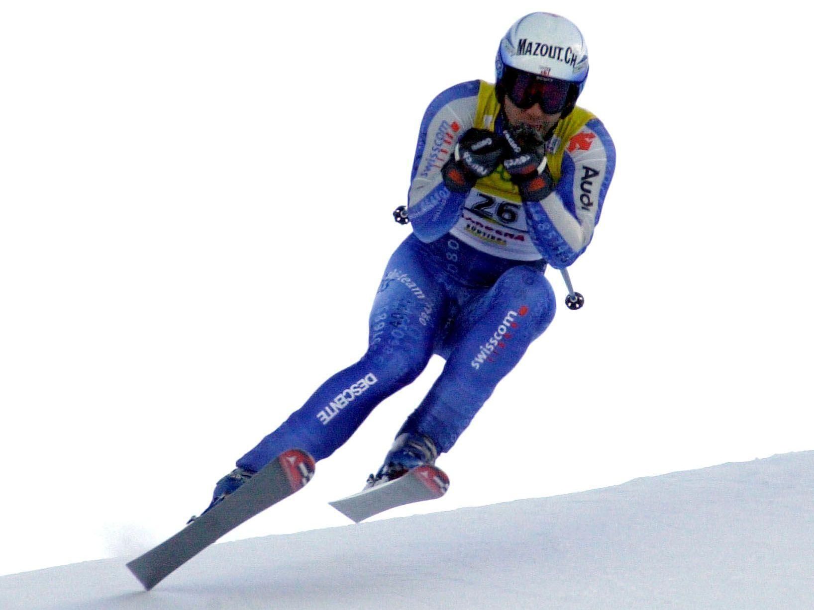 Der Schweizer Didier Defago waehrend des Super G der Herren am Freitag. Der Schweizer Didier Defago waehrend des Super G der Herren am Freitag.