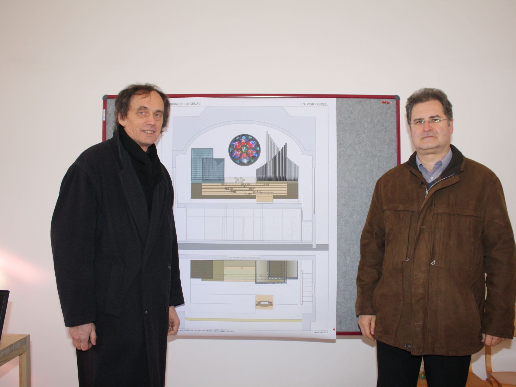 Orgelbauer Wendelin Eberle und Architekt Ernst Beneder präsentierten die Orgelpläne. Orgelbauer Wendelin Eberle und Architekt Ernst Beneder präsentierten die Orgelpläne.