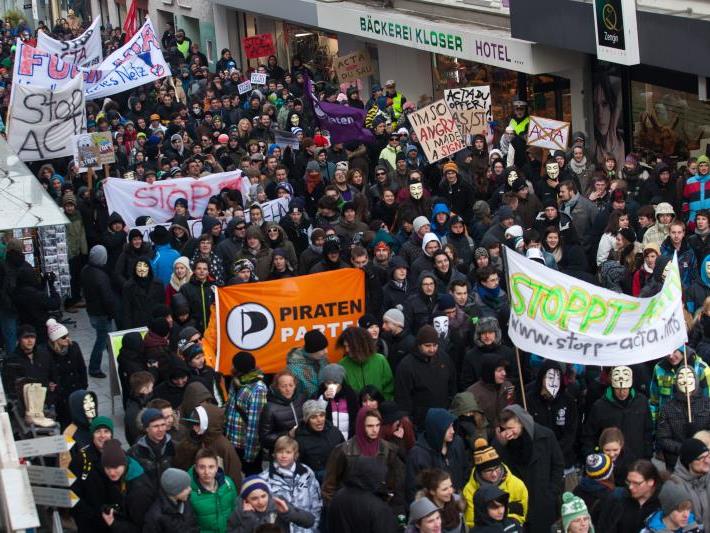 Rund 1000 ACTA-Gegner erhoben am Samstag in Bregenz ihre Stimme.