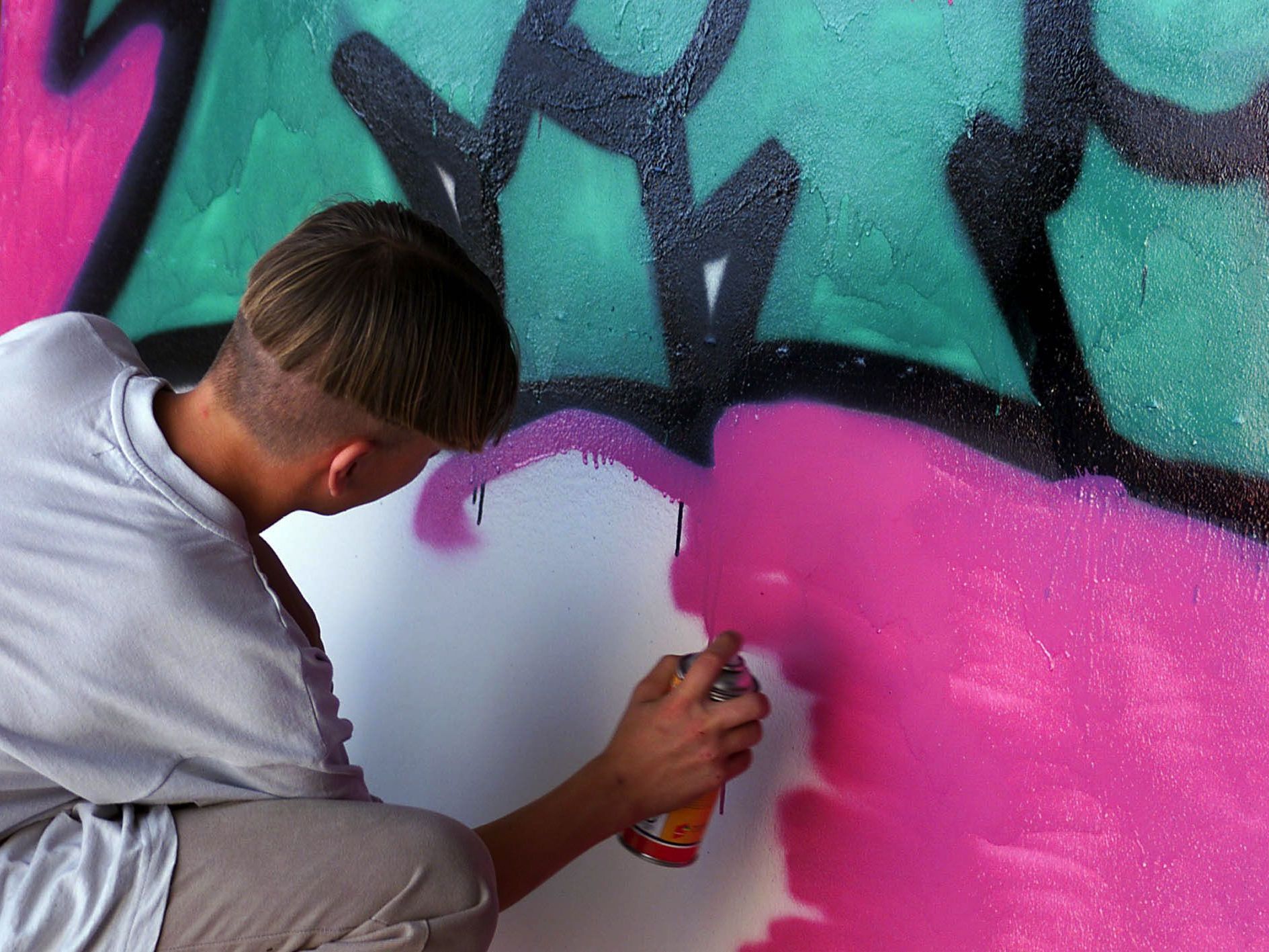 Die Sprayer verzierten zwei ganze Waggons mit Graffiti Die Sprayer verzierten zwei ganze Waggons mit Graffiti