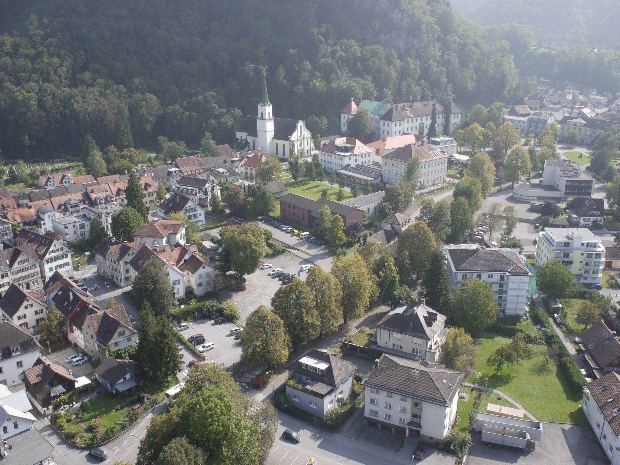Luftbild Hohenems Innenstadt Projekt am Emsbach