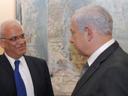 Saeb Erekat mit Israels Ministerpräsident Netanyahu Saeb Erekat mit Israels Ministerpräsident Netanyahu