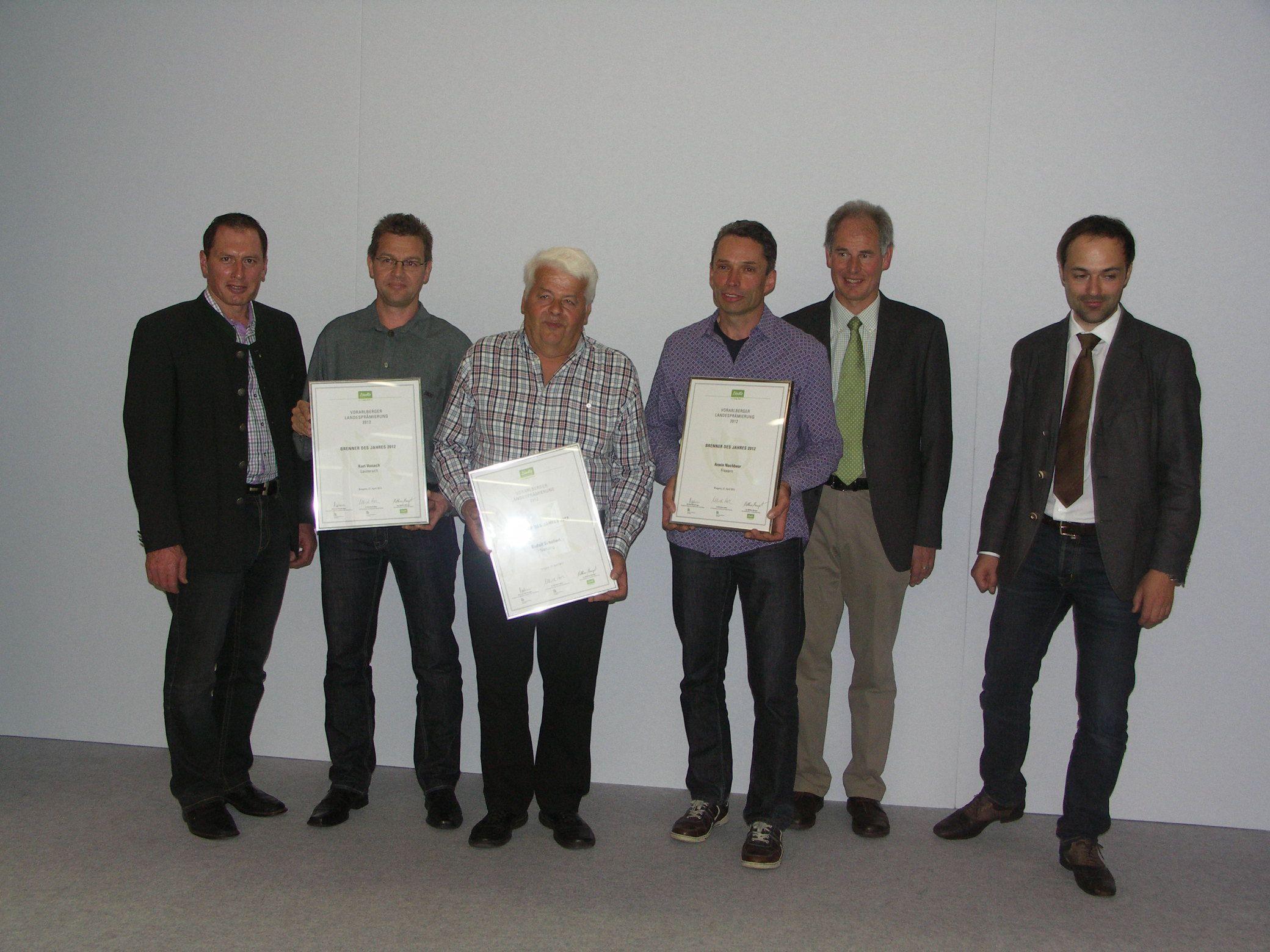 Brenner des Jahres 2012: Armin Nachbaur (3.v.re.), Rudolf Schallert (4.v.re.) und Kurt Vonach (5.v.re.)