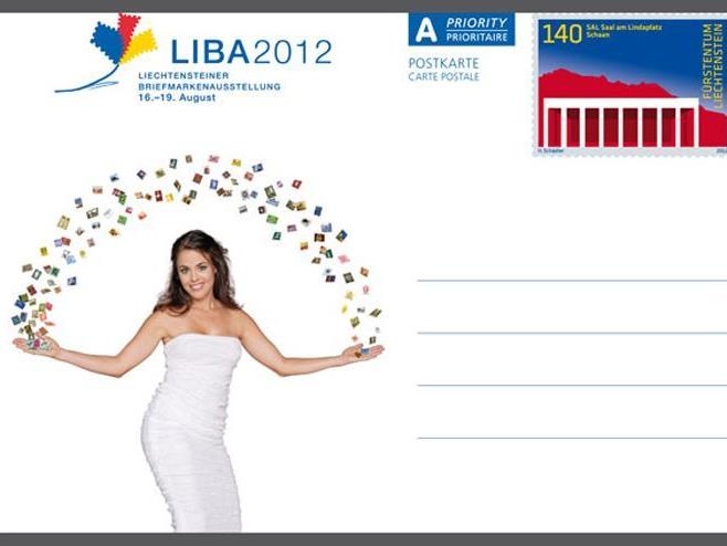 Eine der drei sogenannten „Ganzsachen“ (Postkarten mit aufgedruckter Briefmarke) zur LIBA 2012