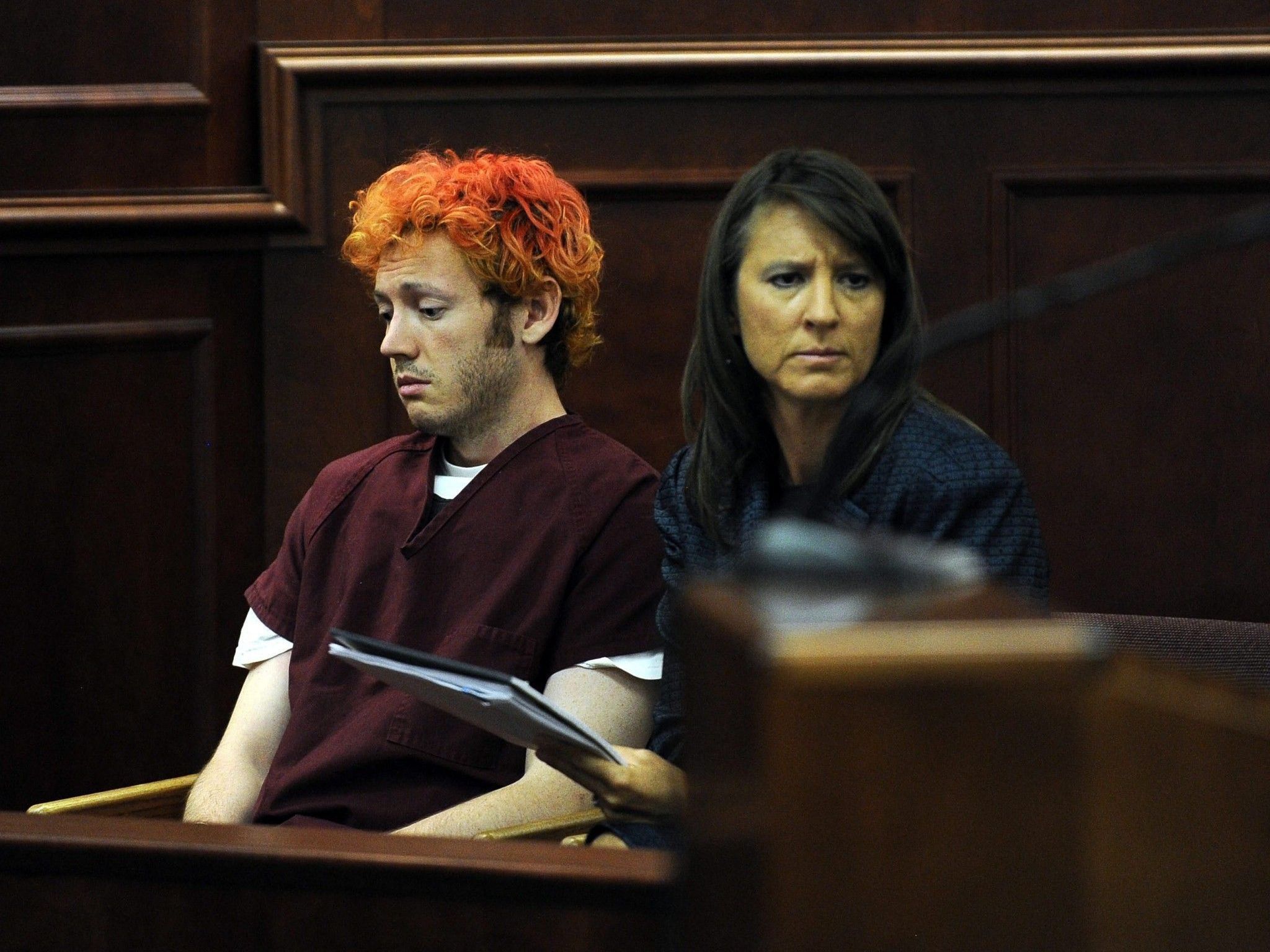 Amokläufer James Holmes vor dem Richter. Amokläufer James Holmes vor dem Richter.