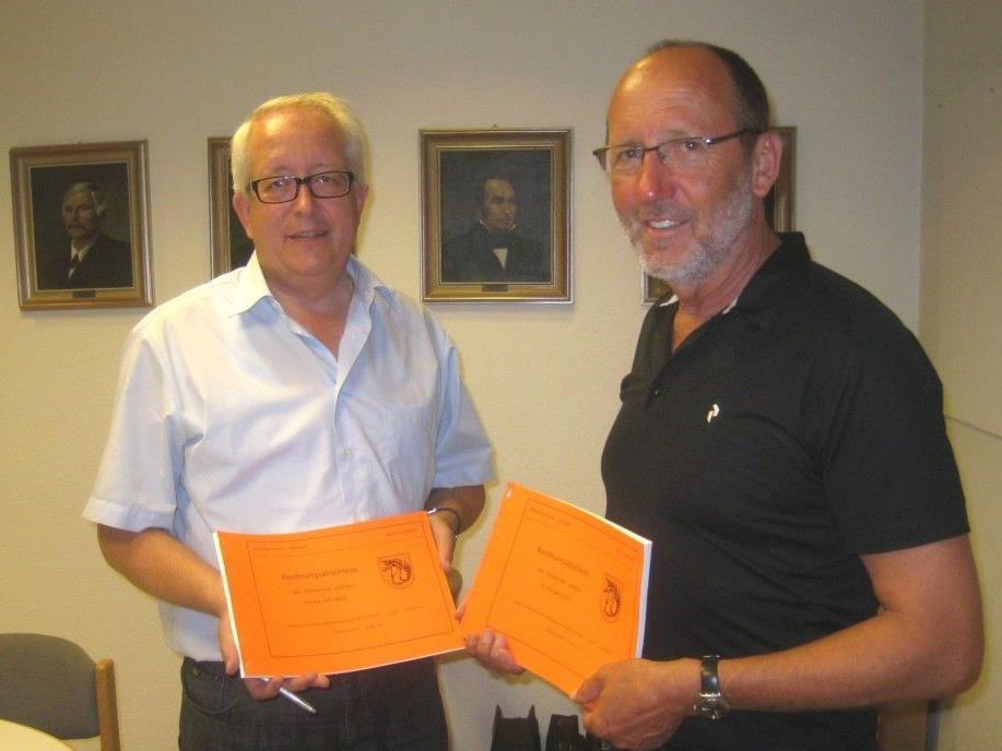 Finanzreferent Michael Simma und Bürgermeister Xaver Sinz präsentierten der Gemeindevertretung den Rechnungsabschluss 2011.