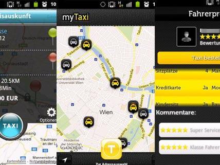 Screenshots der verschiedenen Taxi Apps.