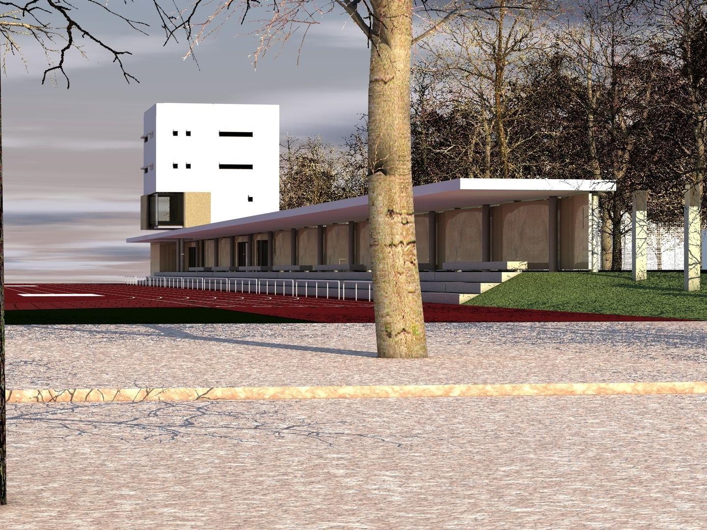 Im Lustenauer Sportpark wird die Leichtathletikanlage gebaut. Das Projekt geplant hat das Lustenauer Architekturbüro Fab02 (Klas-Lässer).