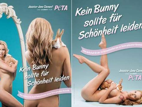 Das britische Model Jessica-Jane Clement unterstützt PETA mit einer Kampagne.