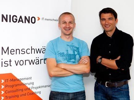 Das Geschäftsführungsteam von NIGANO IT: Stefan Meusburger und Mario Sammer
