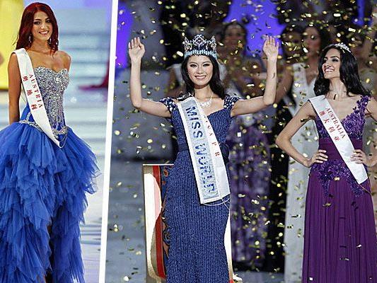 Amina (Bild links) war leider nicht im Finale vertreten; die neue "Miss World" freut sich über ihren Sieg (Bild rechts)