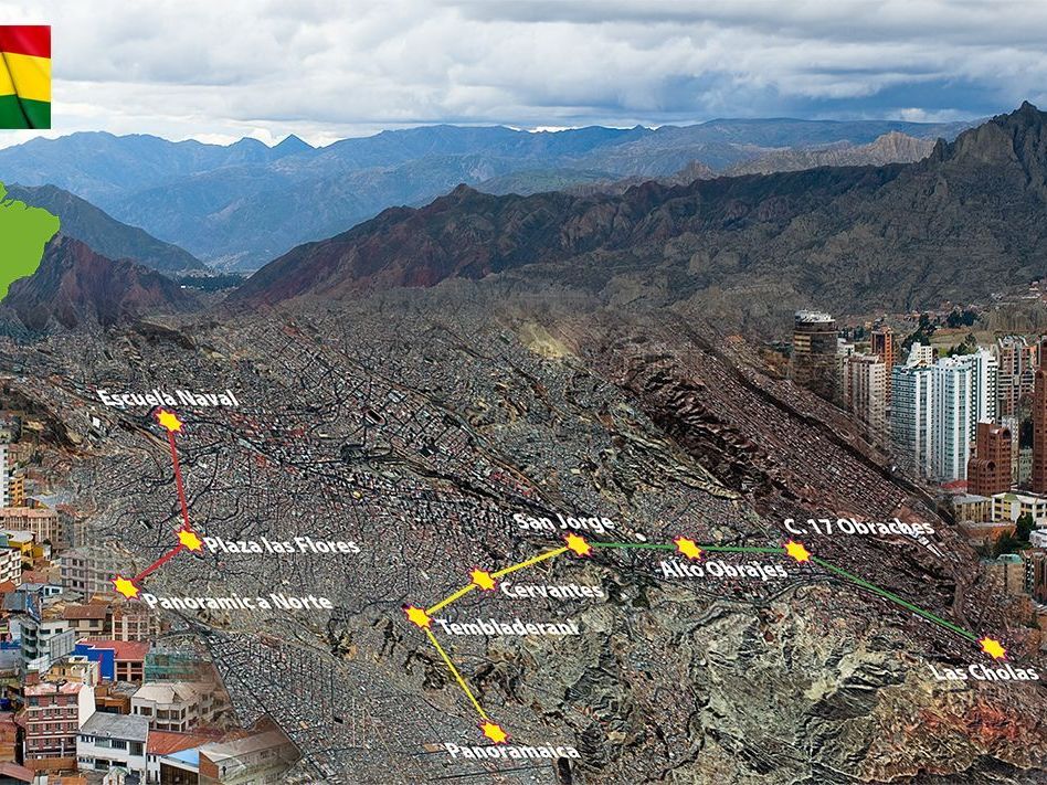 Die Doppelmayr / Graventa Group baut in Bolivien das weltweit größte urbane Seilbahnnetz. Die Doppelmayr / Graventa Group baut in Bolivien das weltweit größte urbane Seilbahnnetz.