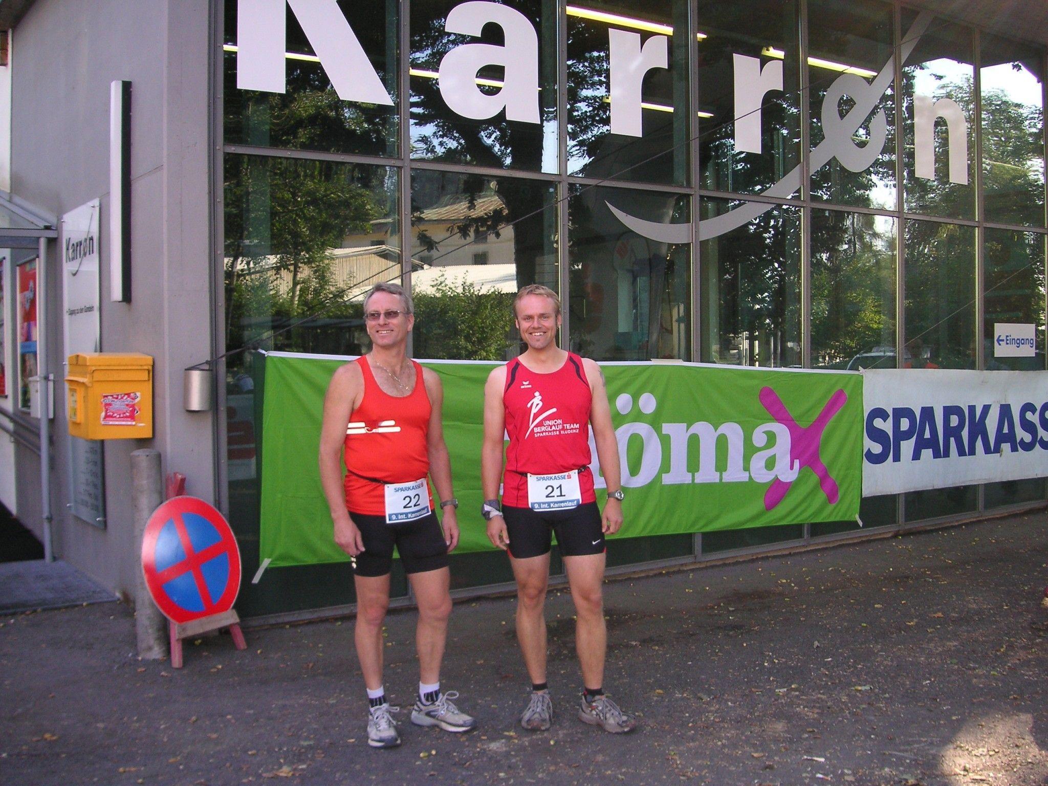 Ralf Schroeder und Sascha Walch nutzten den Karrenlauf als Trainingseinheit für die Vereinsmeisterschaft in Gargellen