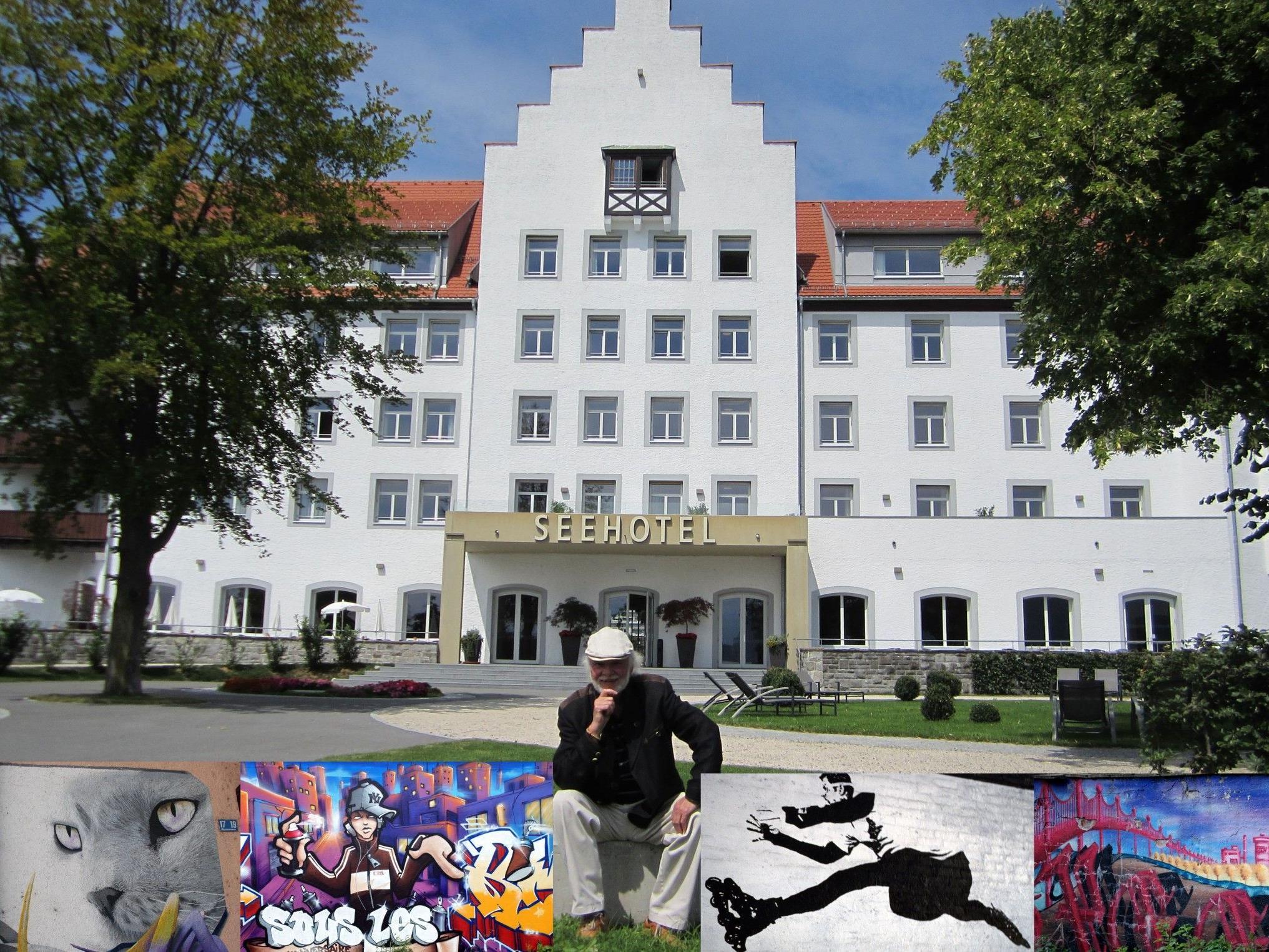 Mit seiner Graffiti-Show ist Dietmar Wanko im Seehotel Am Kaiserstrand in Lochau zu Gast.