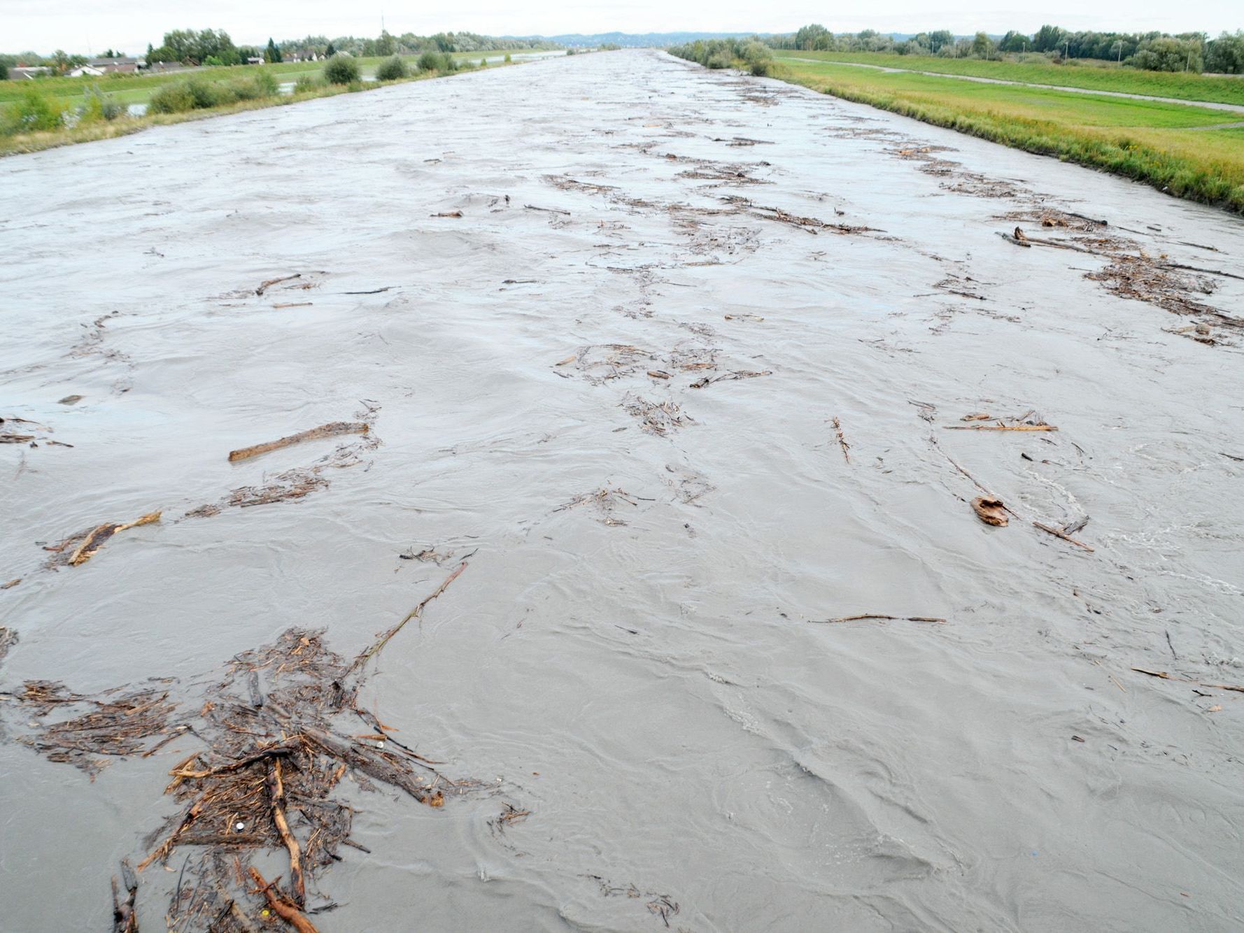 Der übervolle Rhein führte gewaltige Holzmengen mit sich. Aufnahme an der Rheinbrücke Hard-Fußach Der übervolle Rhein führte gewaltige Holzmengen mit sich. Aufnahme an der Rheinbrücke Hard-Fußach