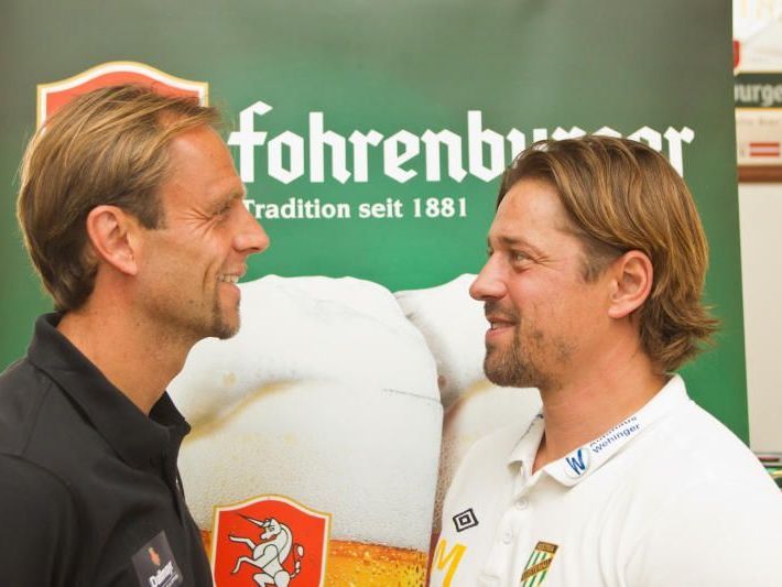 Altach Trainer Rainer Scharinger und Austria Lustenau Coach Helgi Kolvidsson kennen sich bestens. Altach Trainer Rainer Scharinger und Austria Lustenau Coach Helgi Kolvidsson kennen sich bestens.