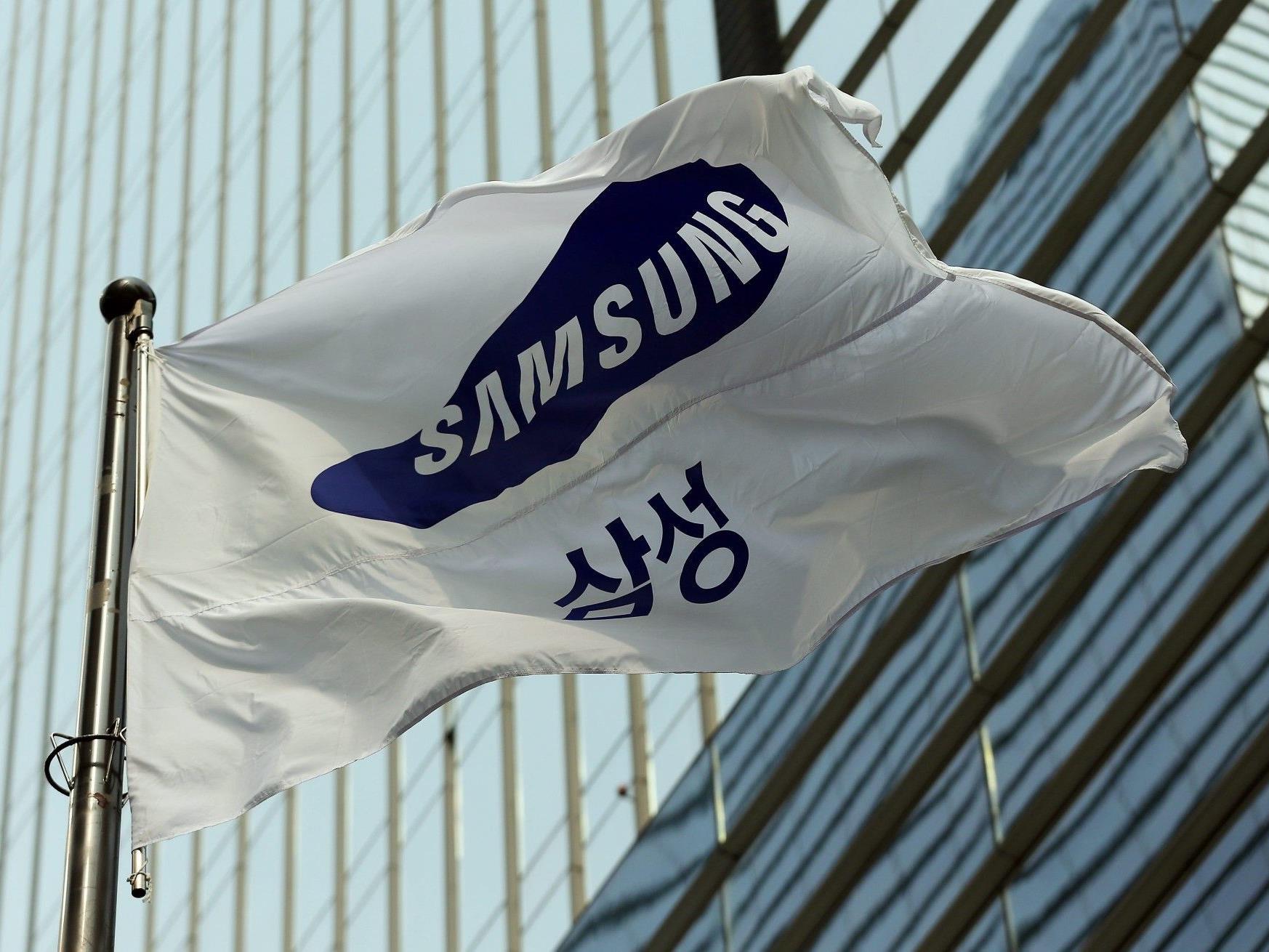 Samsung-Flage vor dem Hauptquartier in Seoul, Südkorea.