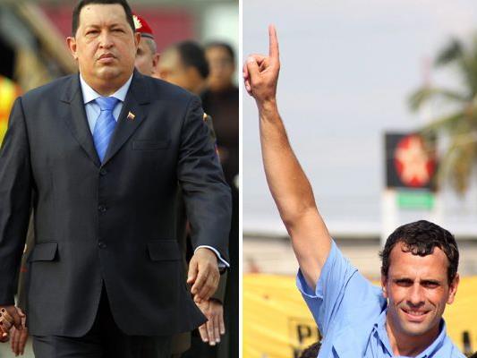 Venezuelas Präsident Hugo Chavez und Herausforderer Henrique Capriles Radonski.
