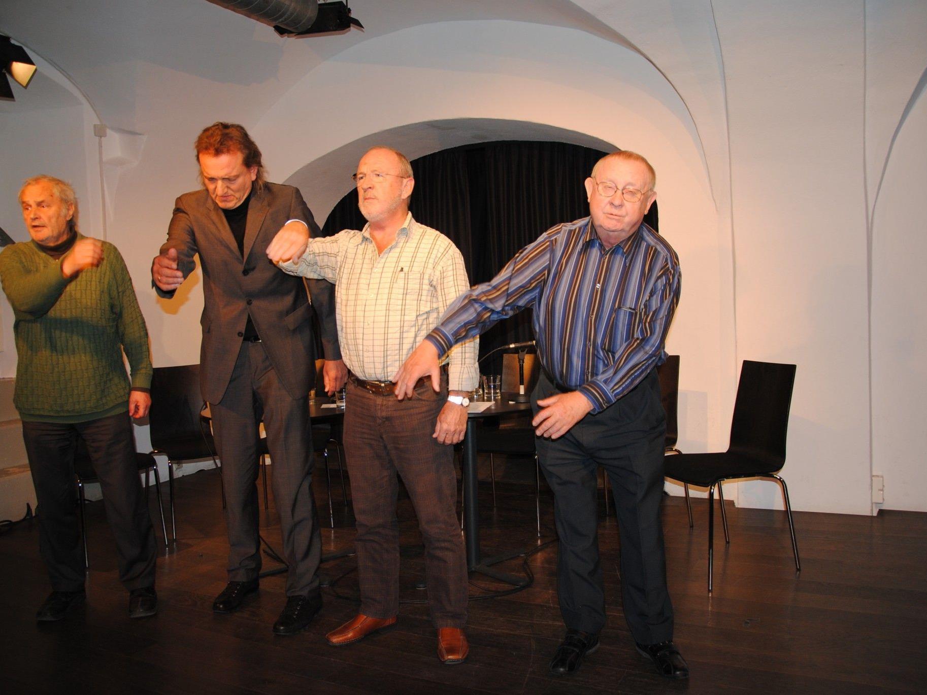 Zugabe: Die freche Nummer „Die Glocken von St. Vorarlberg“ (von links: Gerold Amann, Markus Linder, Jack Griss, Karl Winger).