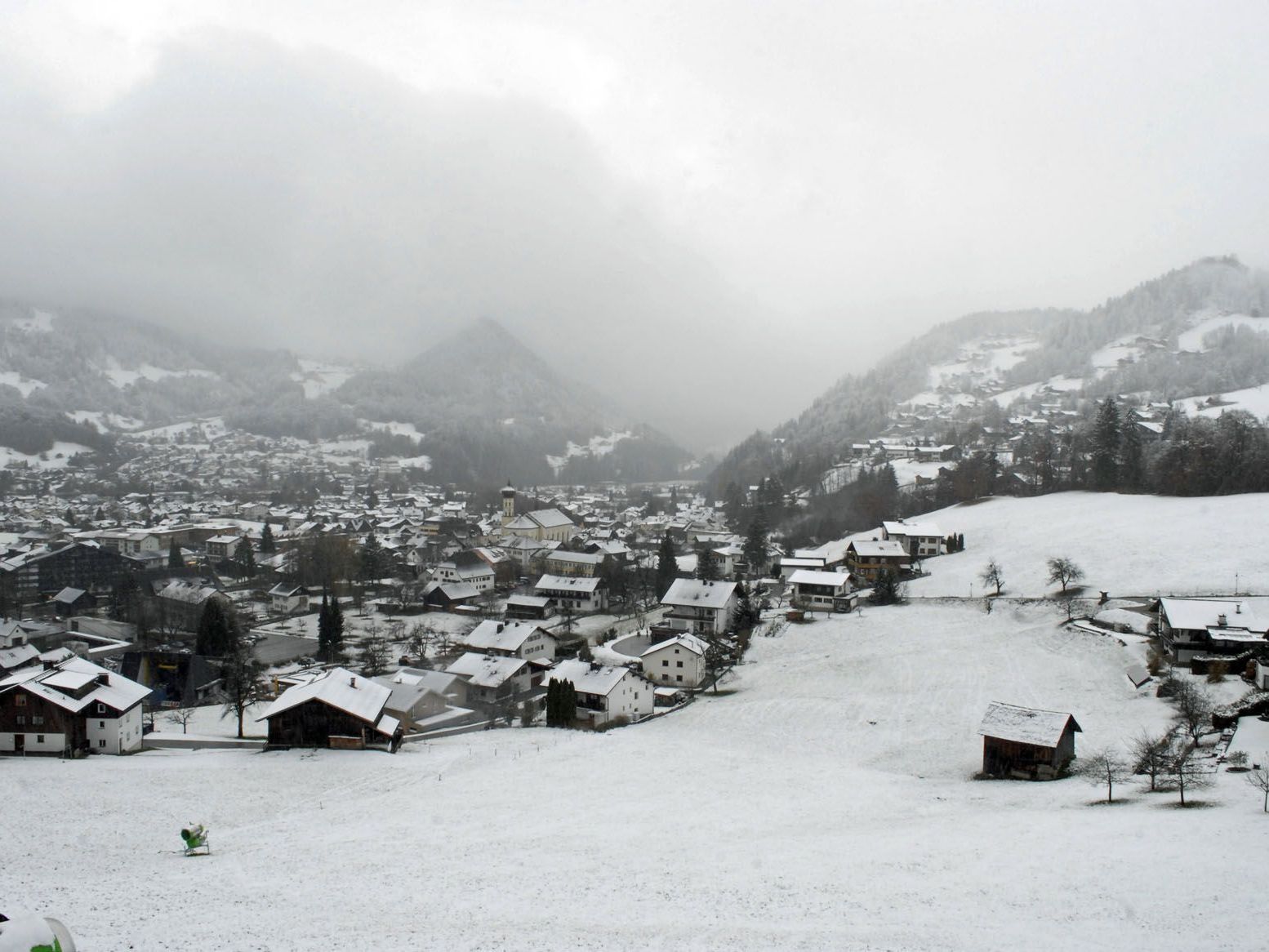 Blick vom Hofweg auf Schruns und Bartholomäberg, am 29. November 2012