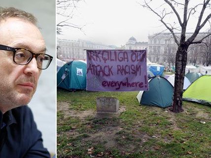 Kabarettist Josef Hader wird am Montagmittag das Camp in Wien-Alsergrund besuchen. Kabarettist Josef Hader wird am Montagmittag das Camp in Wien-Alsergrund besuchen.