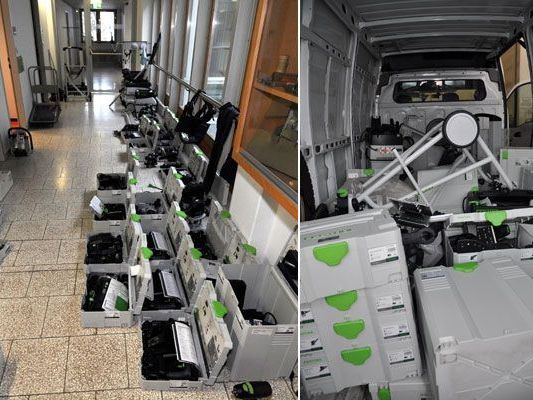 Vier Tatverdächtige in Lieferwagen mit Diebesgut im Wert von 40.000 Euro gestoppt. Vier Tatverdächtige in Lieferwagen mit Diebesgut im Wert von 40.000 Euro gestoppt.