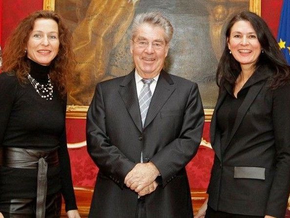 Mercedes und Franziska Welte mit Bundespräsident Fischer in Wien.