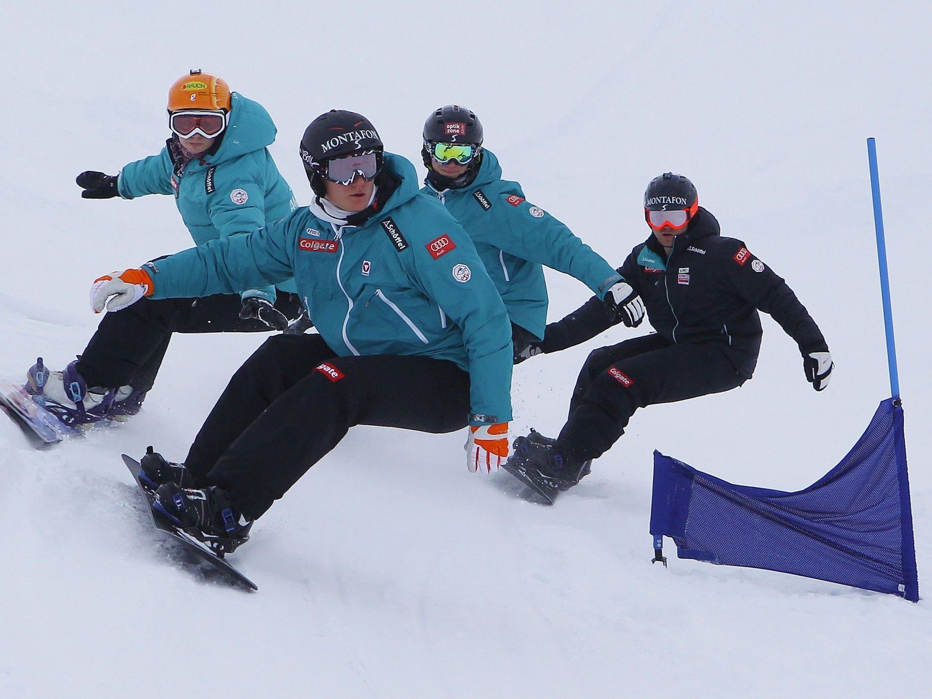 Erstmals Cross-Teambewerb im Weltcup - im Bild: Markus Schairer, Susanne Moll, Alessandro und Michael Hämmerle. Erstmals Cross-Teambewerb im Weltcup - im Bild: Markus Schairer, Susanne Moll, Alessandro und Michael Hämmerle.