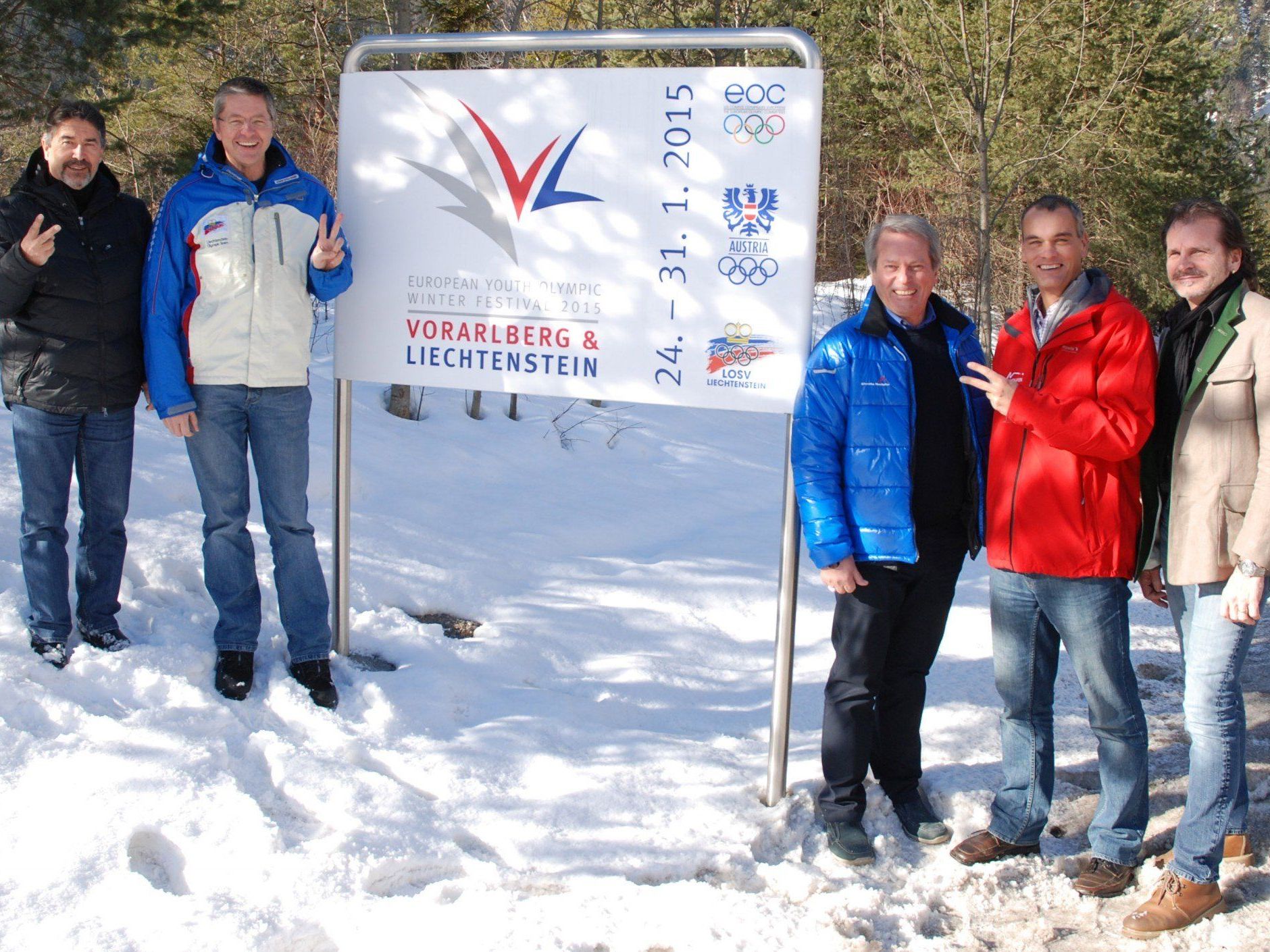 In St. Anton weist bereits jetzt eine Tafel auf EYOF 2015 hin.