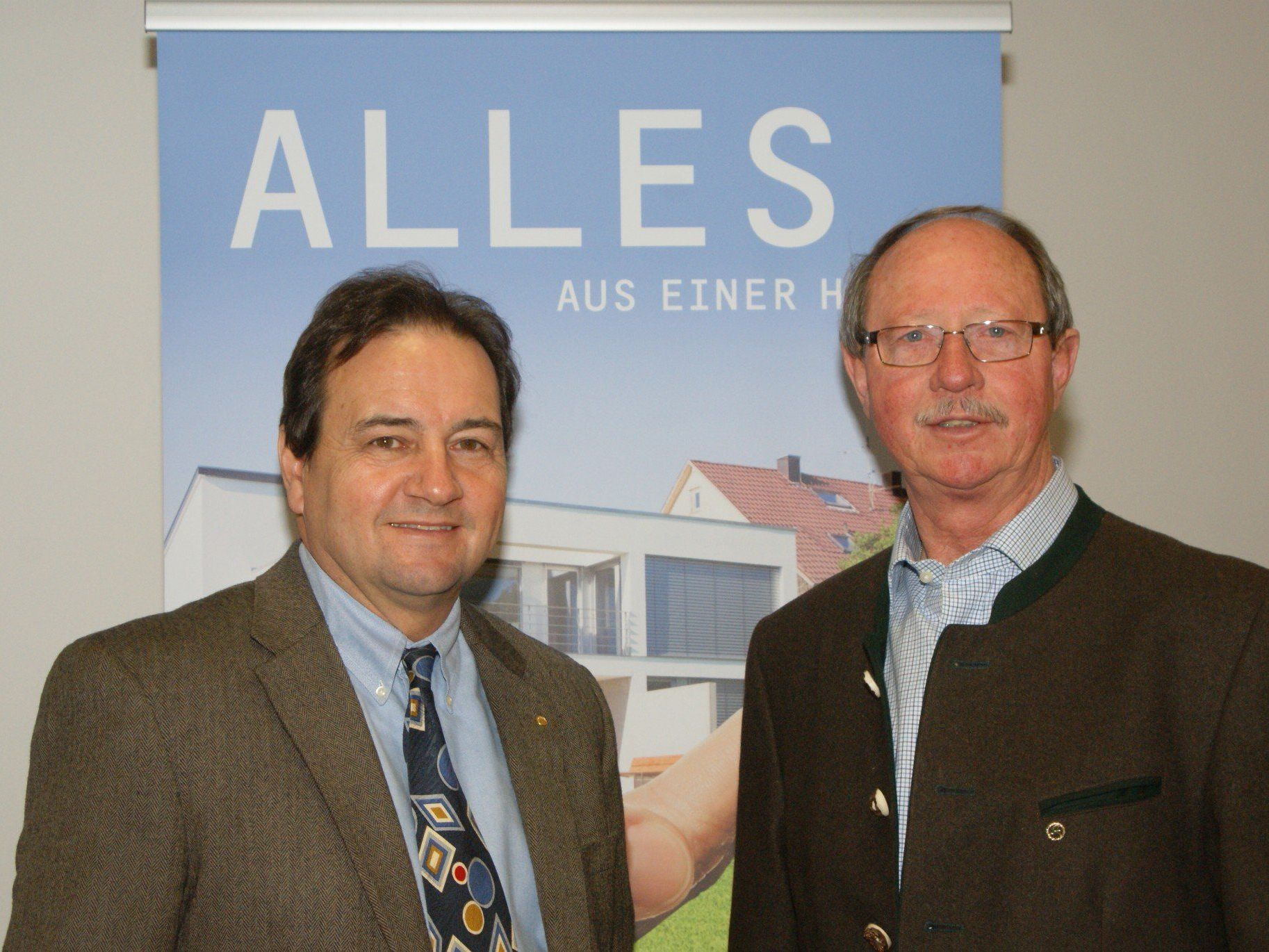 Thomas Peter, Geschäftsführer der Vorarlberger Bauinnung, mit Innungsmeister DI Franz Drexel. Thomas Peter, Geschäftsführer der Vorarlberger Bauinnung, mit Innungsmeister DI Franz Drexel.