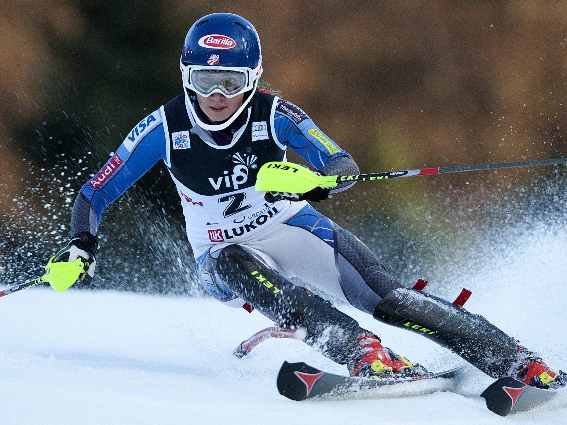 Due US-Amerikanerin Mikaela Shiffrin gewinnt ihr zweites Slalom-Weltcup-Rennen. Due US-Amerikanerin Mikaela Shiffrin gewinnt ihr zweites Slalom-Weltcup-Rennen.