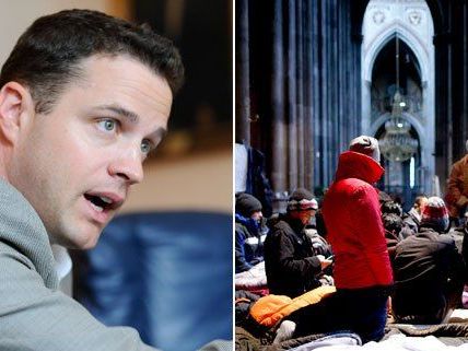 Johann Gudenus hat angekündigt, die Flüchtlinge in der Wiener Votivkirche anzeigen zu wollen. Johann Gudenus hat angekündigt, die Flüchtlinge in der Wiener Votivkirche anzeigen zu wollen.