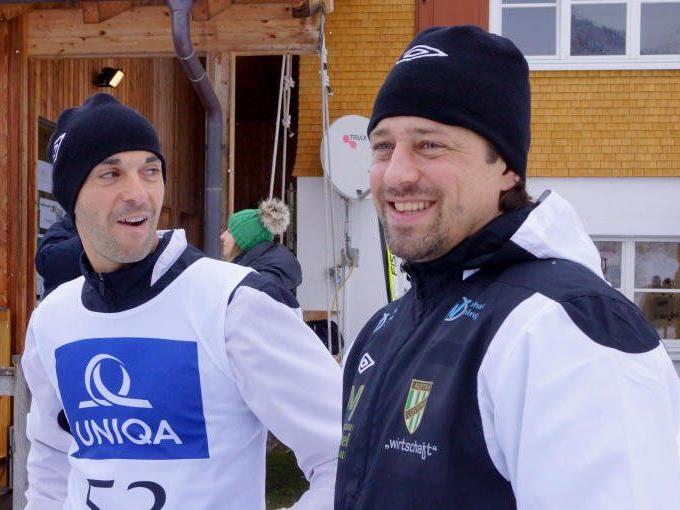 Erfolgscoach Helgi Kolvidsson und Harald Dürr nahmen am Promi-Biathlon in Au natürlich auch teil.