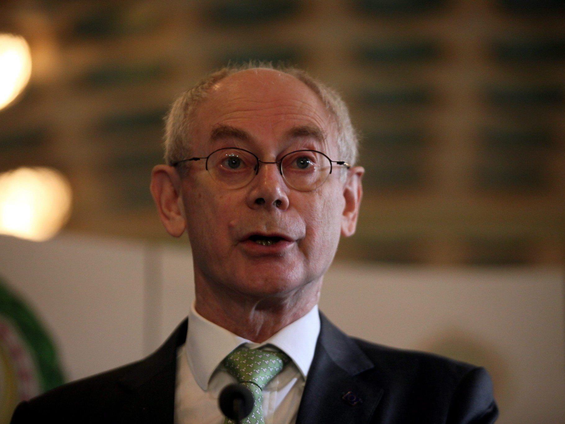 EU-Ratspräsident Herman Van Rompuy bestätigt EU-Deal zu Finanzrahmen.