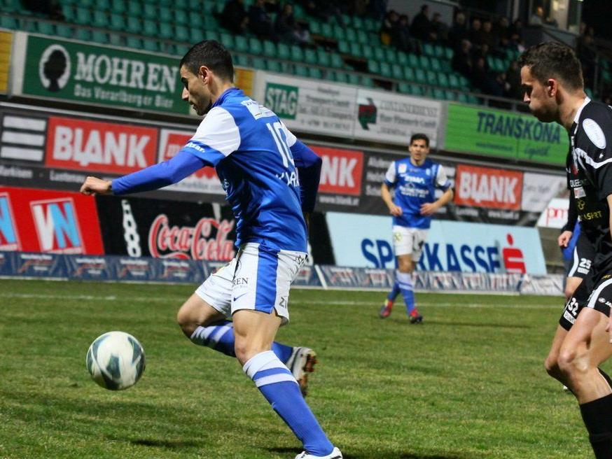 Dursun Karatay schoss das Goldtor für den FC Lustenau, aber wurde dann ausgeschlossen.
