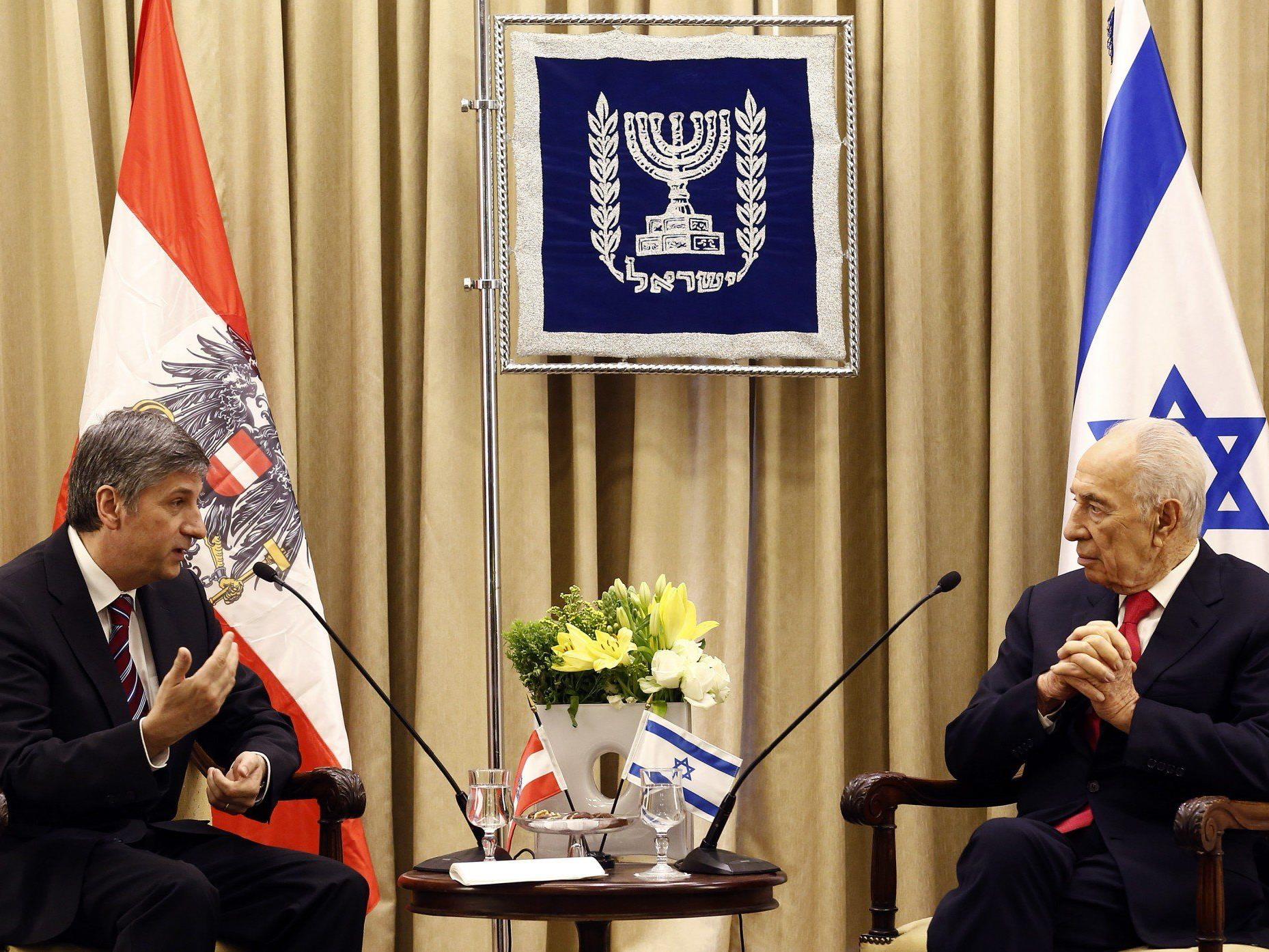 Israels Präsident Peres bedankte sich bei Außenminister Spindelegger für den unermüdlichen Einsatz des Bundesheers am Golan.