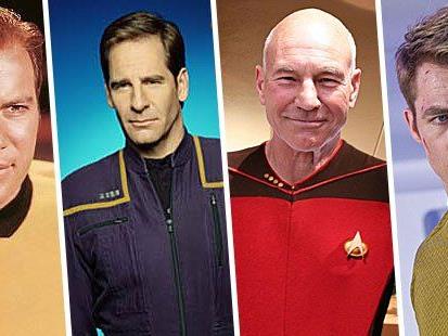 Die vier Captains der Enterprise. Kirk, Archer, Picard, Kirk (v.l.n.r.) - Wer ist der Beste?